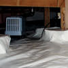 An energy efficient crawl space dehumidifier installed in a sealed crawl space in Berkeley.