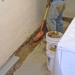 Digging a trench for a French Drain system in San Jose