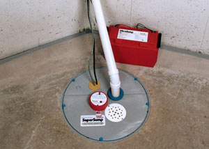 A sump pump system with a battery backup system installed in Hayward